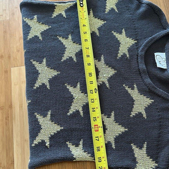 ⭐️ Eve Sweter Cotton Dark Grey Gold Stars Women’s Size S - Picture 7 of 8